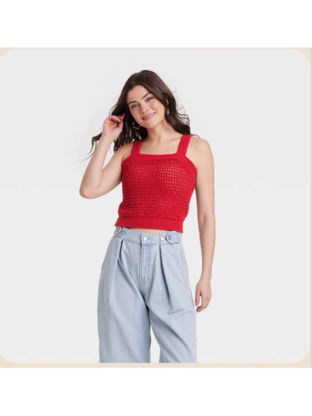 Universal Thread Red Crochet Knit Tank Top XL
